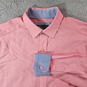 Johnston & Murphy Dress Shirt Men Small Flip Cuff Button Up Long Sleeve‎ Red